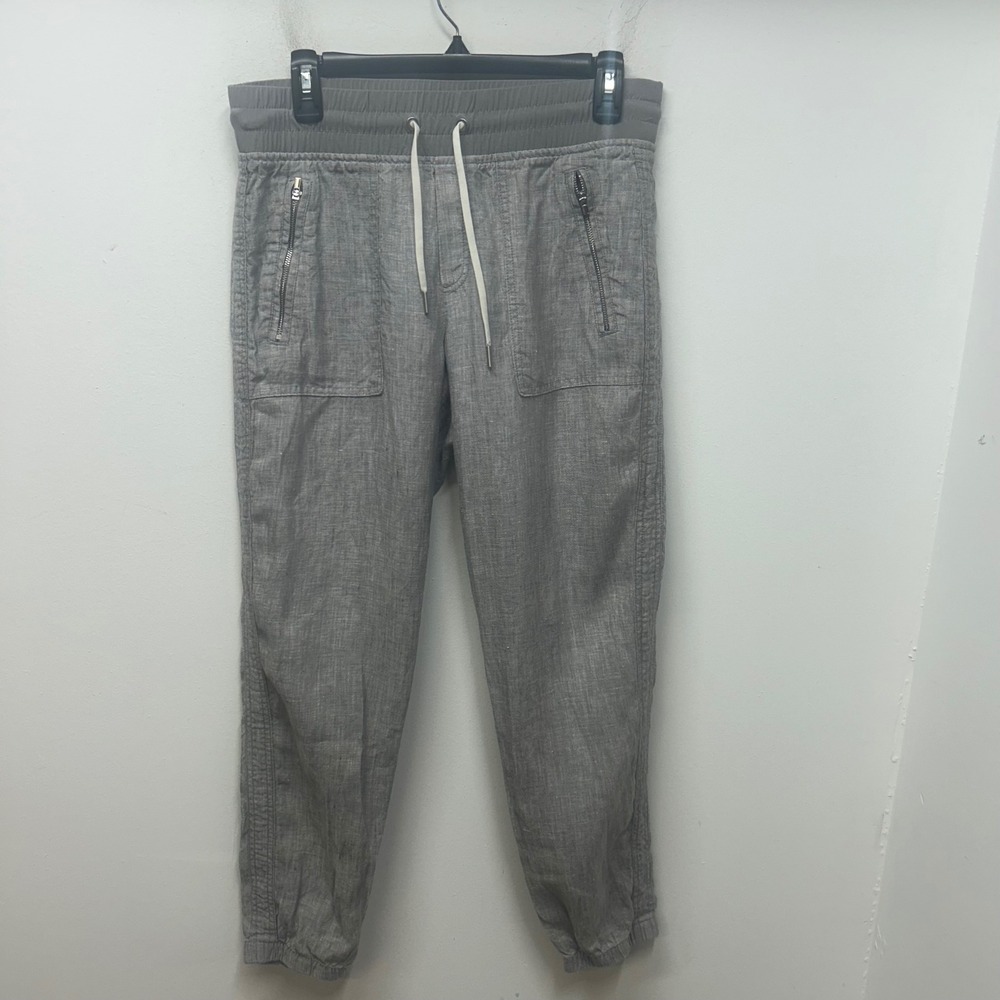 Athleta Cabo Linen Jogger Pants Grey Size 6 Stretch Waist coastal comfort beach - Picture 2 of 12